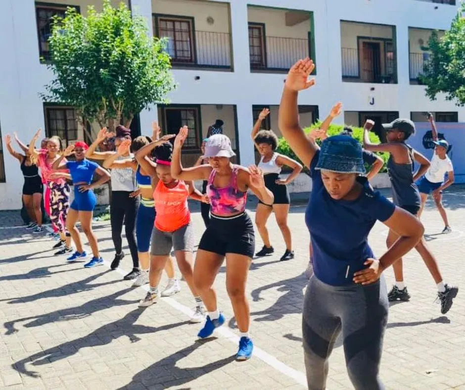 Residents at an outdoor fitness session
